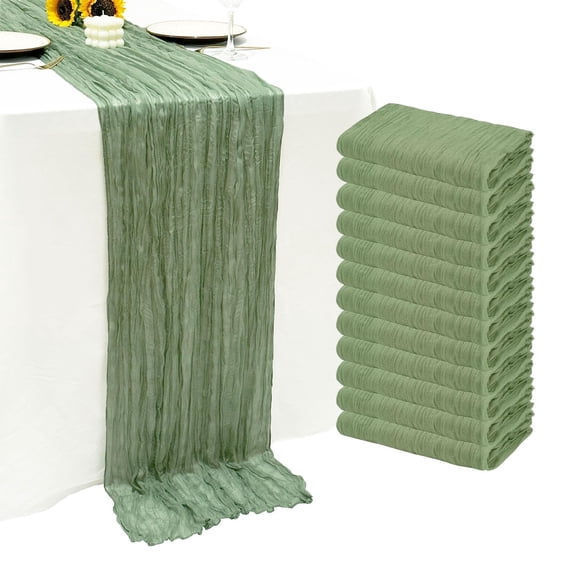 Tapete de mesa Seveups, 12 unidades, color verde salvia, 55 x 300 cm, poliéster