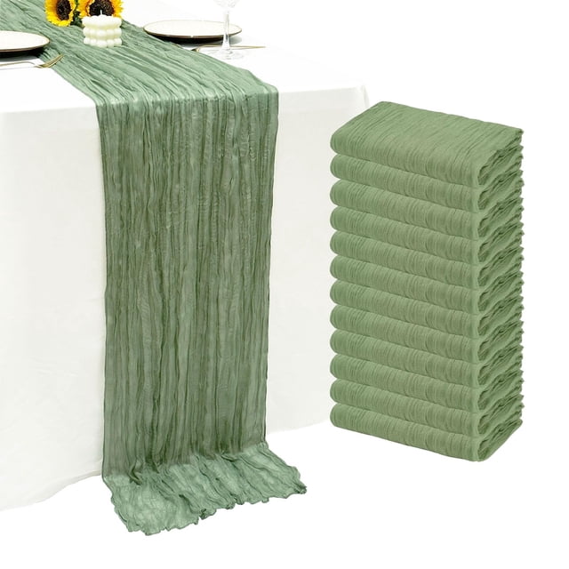 Tapete de mesa Seveups, 12 unidades, color verde salvia, 55 x 300 cm, poliéster