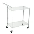 thumbnail image 1 of Chariot Utilitaire – Chariot de Rangement en Métal Robuste à 2 Niveaux avec Poignée Haute et Roues Verrouillables – Tablettes Grillagées Ajustables pour Bureau, Cuisine, Garage – Lot de 1, 1 of 7