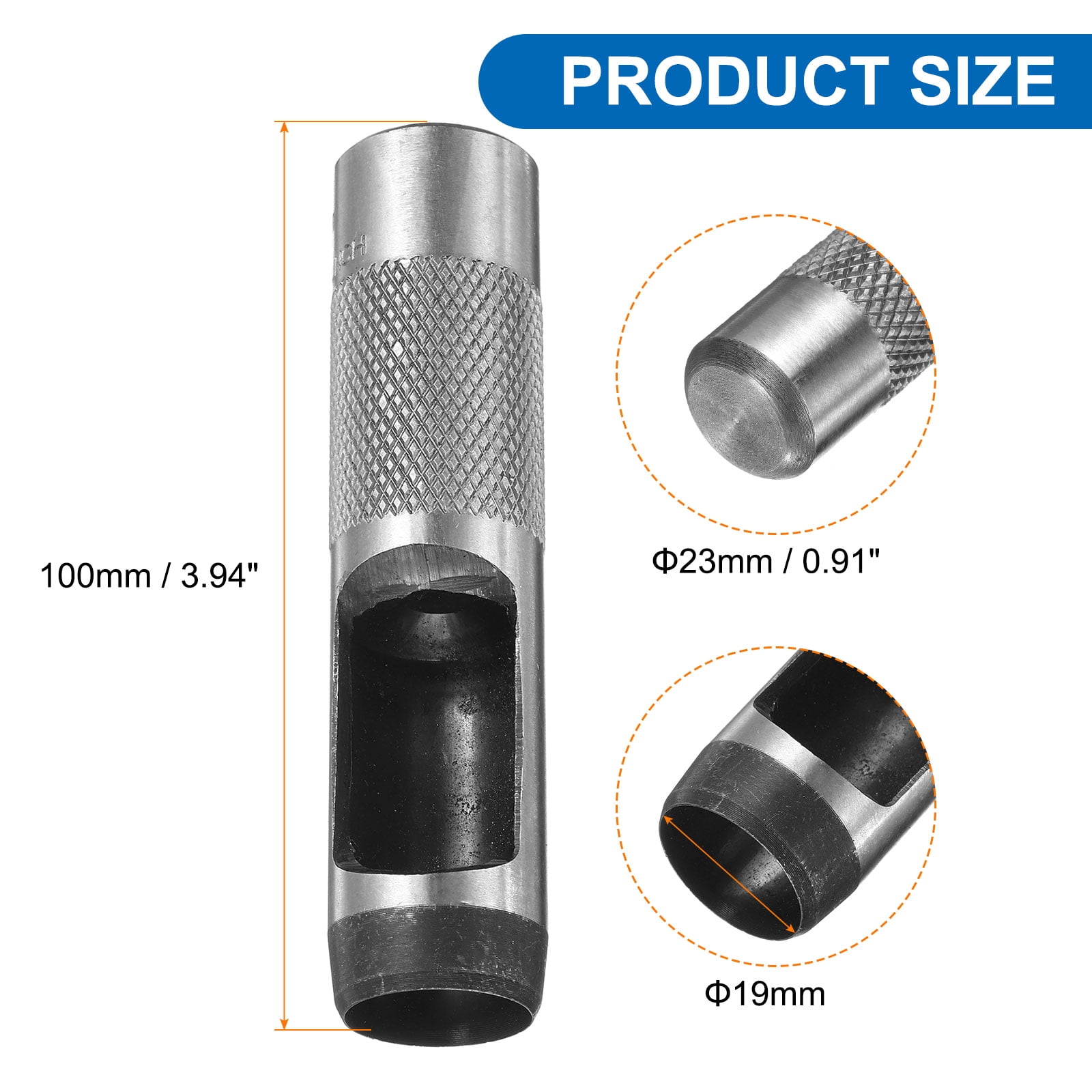 Uxcell 2pcs Leather Round Hole Punch, 19mm Hollow Hole Puncher Cutter Carbon Steel Tool