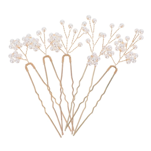 LOLIPPYY 5Pcs Wedding Pearls Hair Accessories Golden Bridal Hair Clips for Elegant Occasions