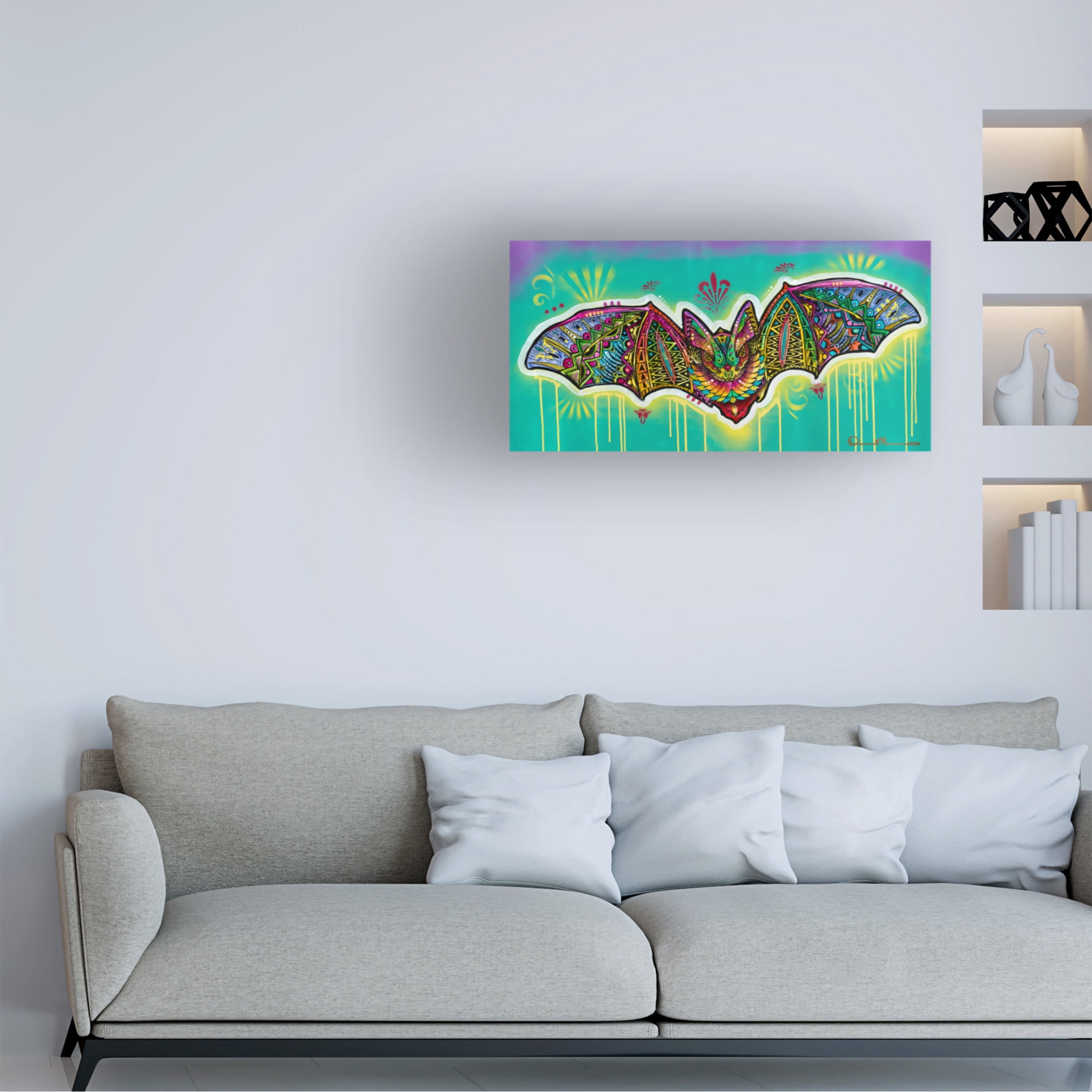 Canvas Wall Art - Dean Russo 'Shaman Bat' Wall Art for Living Room, Bedroom, or Office Décor by Trademark Fine Art - 32 x 16 Inches