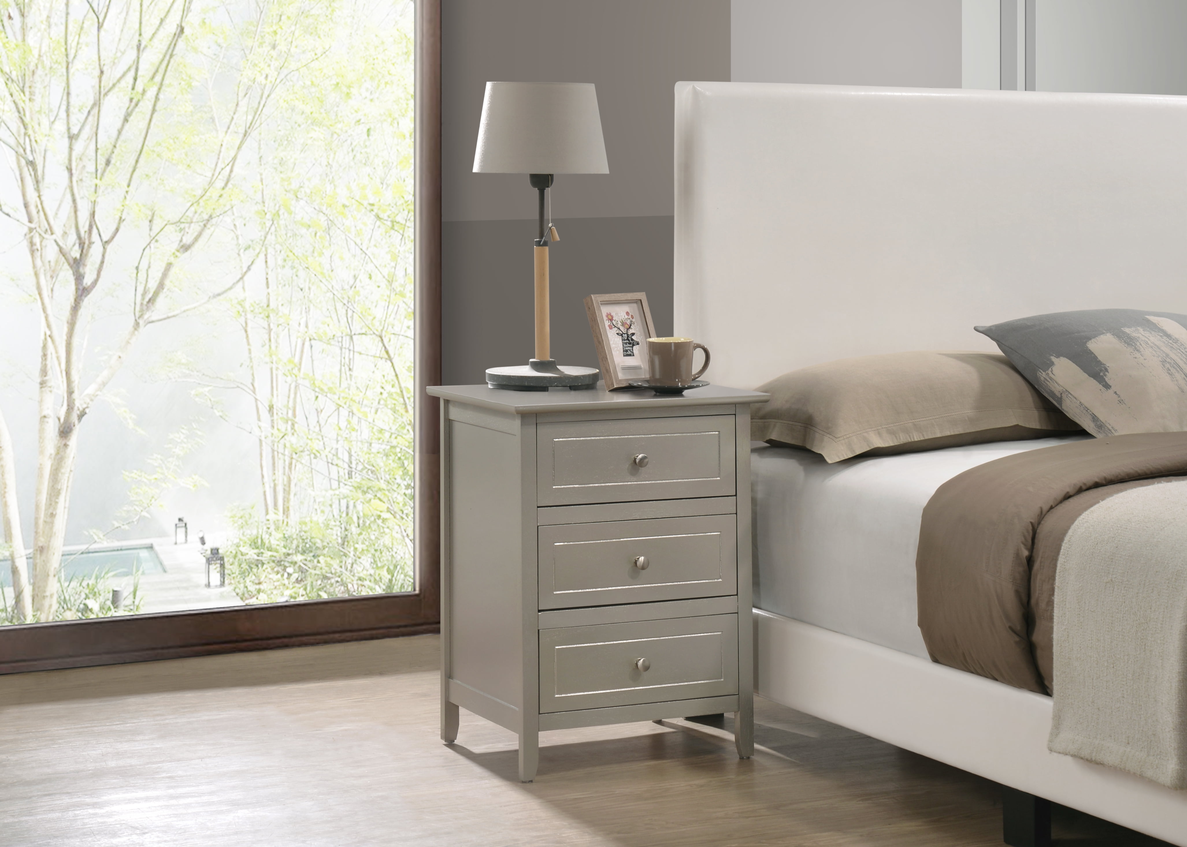 Glory Furniture Daniel Nightstand in Champagne Color