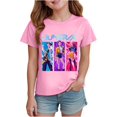 thumbnail image 1 of K pop Demon Chandail pour Filles, T-Shirt Graphique Mignon avec Dessin Animé, T-Shirt Tendance et Drôle, Chandail pour Enfants, Hauts Roses, Manches Courtes, Col Ras du Cou, 1 of 4