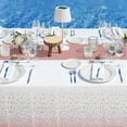 thumbnail image 5 of 12 Pack Disposable Plastic Tablecloths and Satin Table Runner Set White and Rose Gold Dot Tablecloth Rose Gold Satin Table Runner for Wedding Birthday Baby Shower Anniversary Christmas New Year Party, 5 of 14