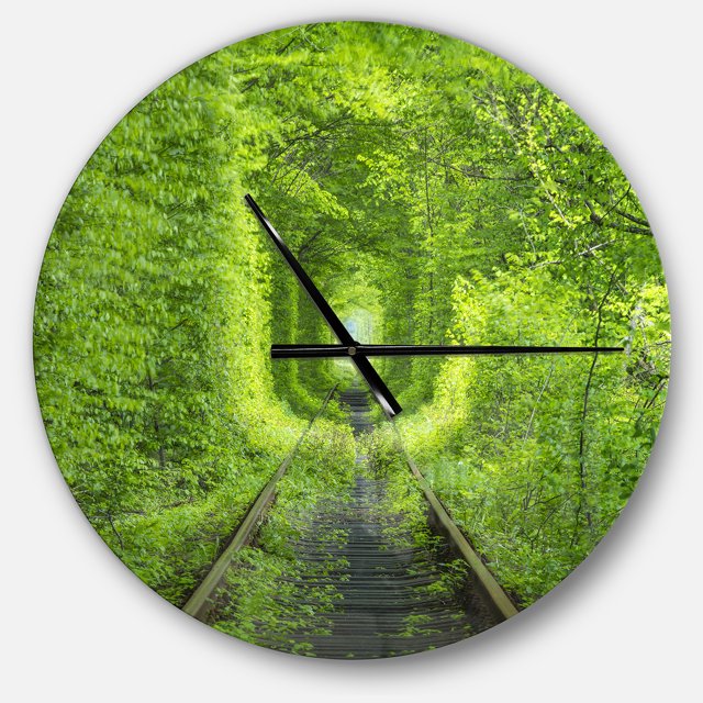 DesignArt Forest around Rail Way Tunnel Large Wall Clock