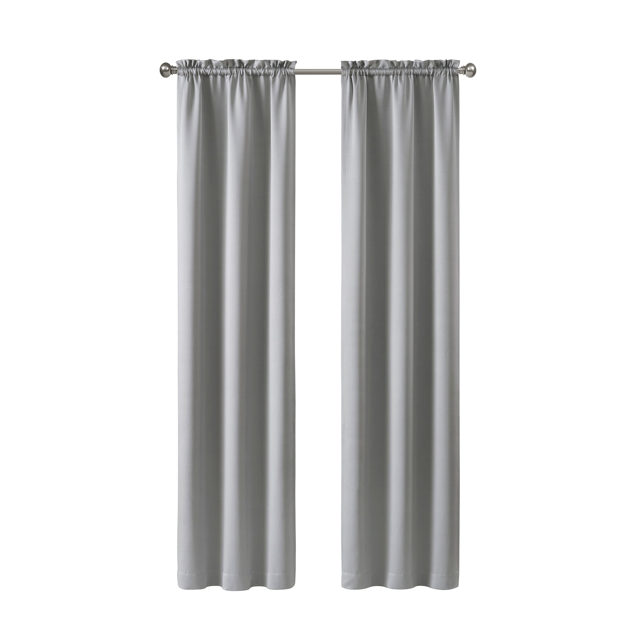 Mainstays Solid Blackout Curtain Panel Pair, Set of 2, Light Gray, 30”W x 95”L