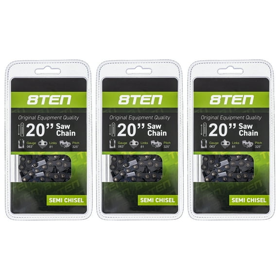 8TEN Chainsaw Chain 20 inch .325 Pitch for Stihl MS290 3 Pack 810-CCC2225H