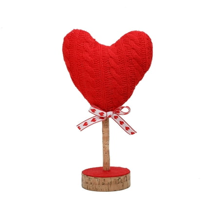 Way To Celebrate Valentine's Day Crocheted Heart Tabletop Decoration, Red