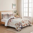 thumbnail image 5 of Twin Quilt Set 68''x86'', Orange Eucalyptus Leaves Lightweight Summer Bedspread Coverlet Set with 2 Pillow Shams, Botanical Fall Rustic Beige Breathable All Season Quilt Bedding for Dorm/Bedroom, 5 of 9