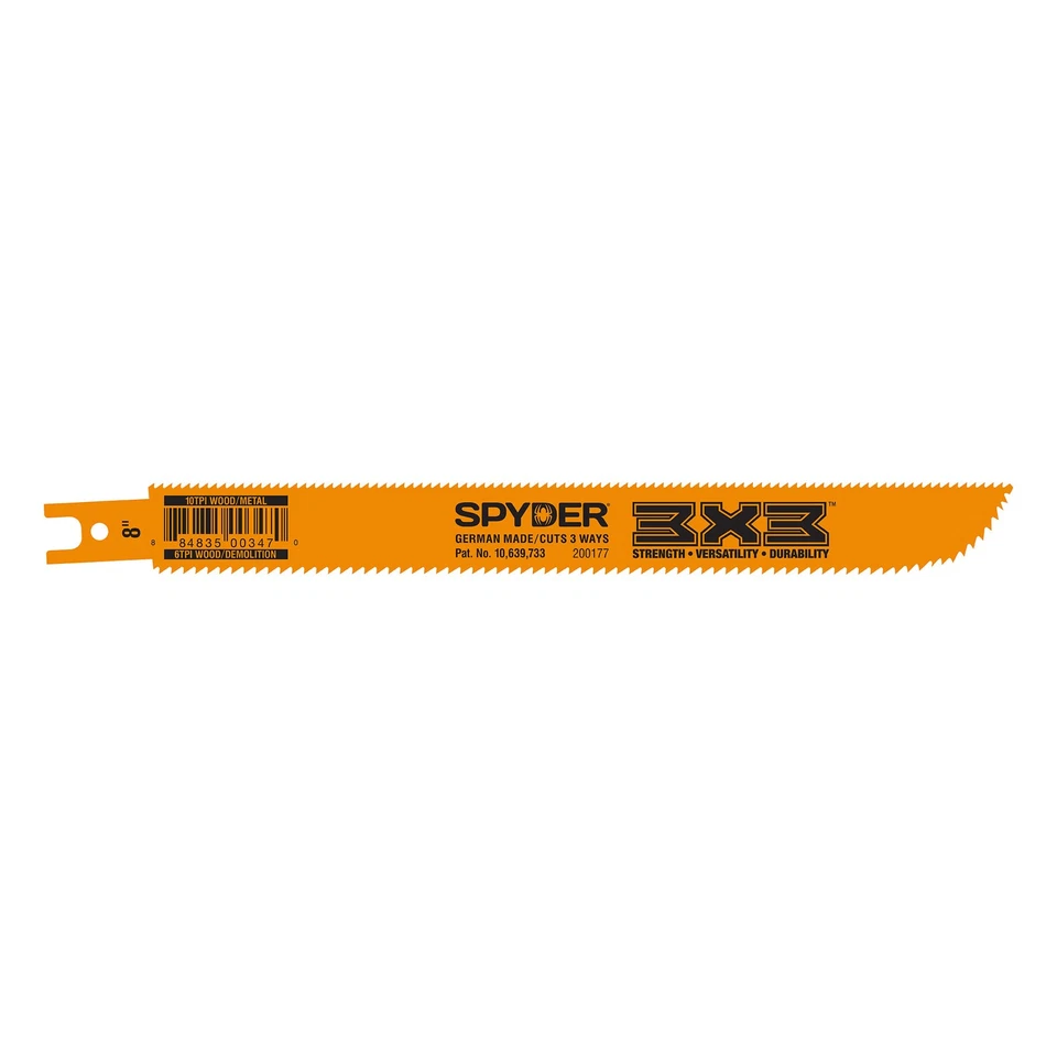 BUTTERFLY- 8 In 6-10Tpi Reciprocating Saw Blade Wood Metal Double-Sided Spyder 200177