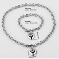 thumbnail image 2 of QPENWEI Collar de cadena de corazón + pulsera de corazón para mujeres y niñas, colgante de corazones, conjunto de joyería con dije de palanca, acero inoxidable, plata, 2 of 5