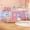 Pink, variant on Twin Over Twin Low Bunk Bed with Desk, LED Lights, Charging Station, Storage, Full Guardrail, Inclined Ladder, Reversible Loft Bed with Play Curtain