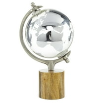 DecMode 8" Silver Globe with Brown Base