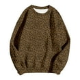 thumbnail image 4 of Arlun Oversized Leopard Print Sweatshirt for Women Crewneck Long Sleeve Casual Tops Plus Size Drop Shoulder Relaxed Fit Comfort Casual Workout Pullover Sweatshirt Khaki XL, 4 of 4