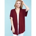 thumbnail image 3 of Made by Johnny Women's Kimono Style Short Sleeve Dolman Cardigan L WINE, 3 of 6