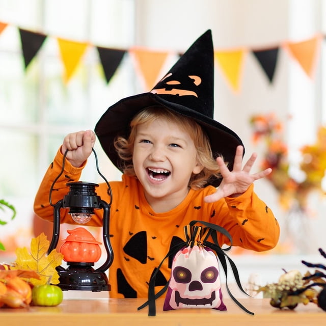 Fiudx Ofertas y liquidaciones Decoración de calabaza con farol de Halloween, centros de mesa iluminados, adornos de calabaza espeluznante, decoración de accesorios, recipientes organizadores de dulce