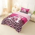 thumbnail image 2 of Manfei Cute Letter A Twin Comforter Sets,Pink Leopard Print Bedding Set,Pink Reversible,2pcs,1 Comforter and 1 Pillowcase, 2 of 7