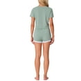 thumbnail image 3 of INSPIRAR CHIC Conjunto de 2 Piezas para Mujeres, Top de Manga Corta con Encaje y Pantalones Cortos de Punto Acanalado, Pijamas en Verde, 3 of 4