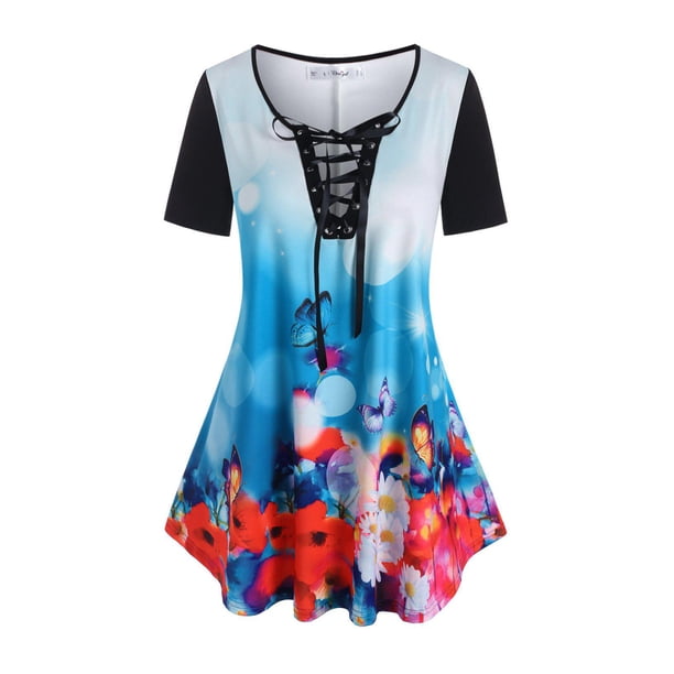 Talla grande de Talla Ombre Ombre Flower Flower Tunic Tee Rosegal Camisetas tallas grandes