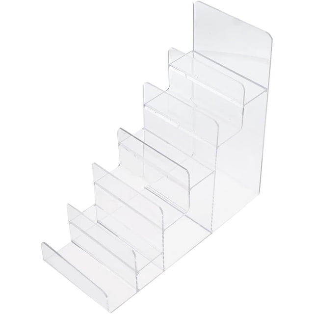 6 Tiers Acrylic Purse Display Stand Wallet Holder,Clear Riser Display Shelf Organizer,Display Stand Riser Display Shelf for Decoration and Organizer
