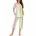 thumbnail image 1 of Rbaofujie Chemise de Nuit pour Femme à Col Rond, Imprimé Dégradé, Manches Courtes, Ensemble Chemise de Nuit et Pantalon, Tenue d'Intérieur, Pyjama avec Poches, Robe de Nuit d'Halloween, 1 of 6