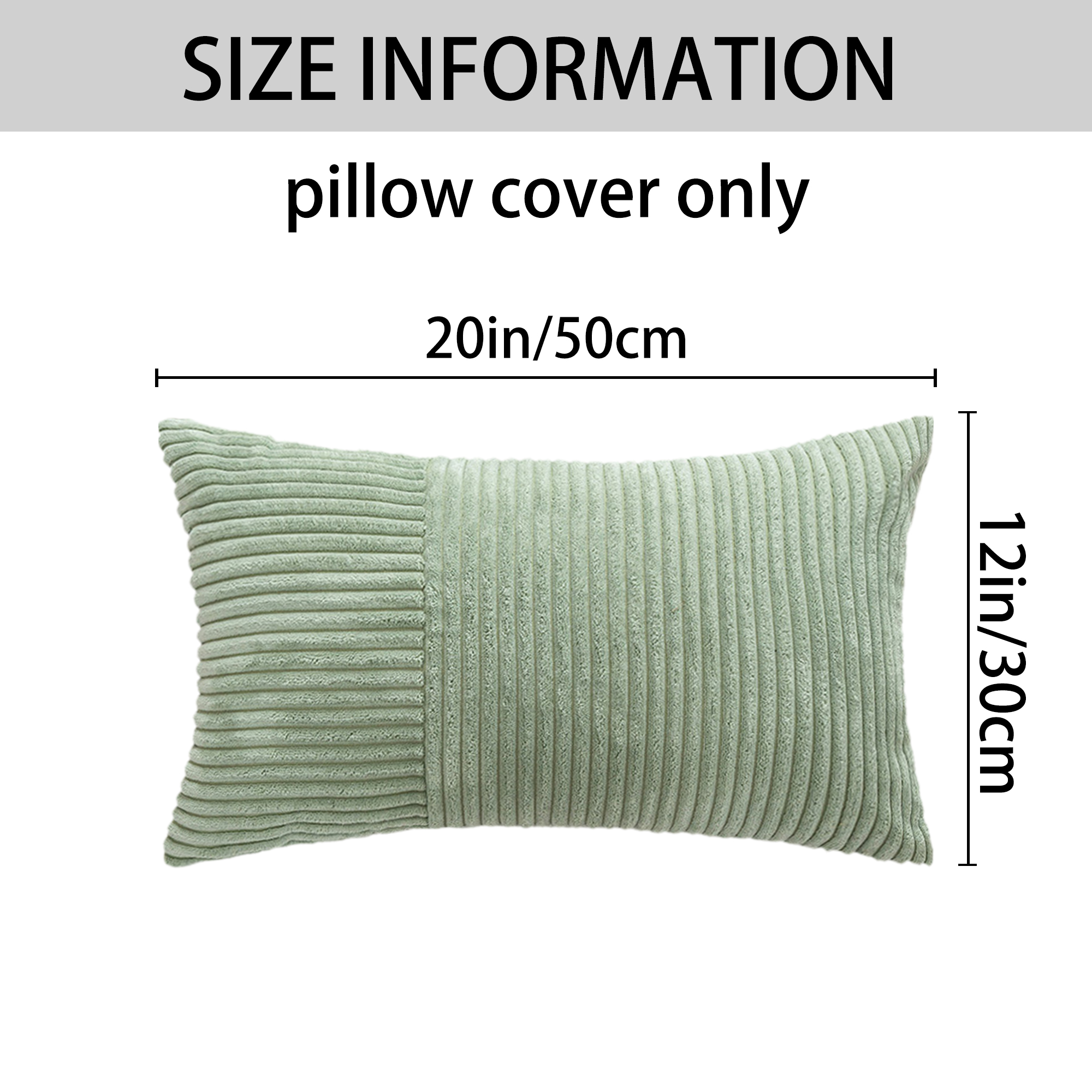 Unique Bargains 2Pcs Modern Strip Throw Pillow Covers for Living Room Green 12" x 20"