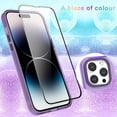 thumbnail image 2 of for iPhone 14 Pro Max Case Cute Crystal Luxury Back Clear & Matte Bumper Silicone Shockproof Protective Case for Girls Women + Screen Protector iPhone 14 Pro Max Case -Purple, 2 of 12