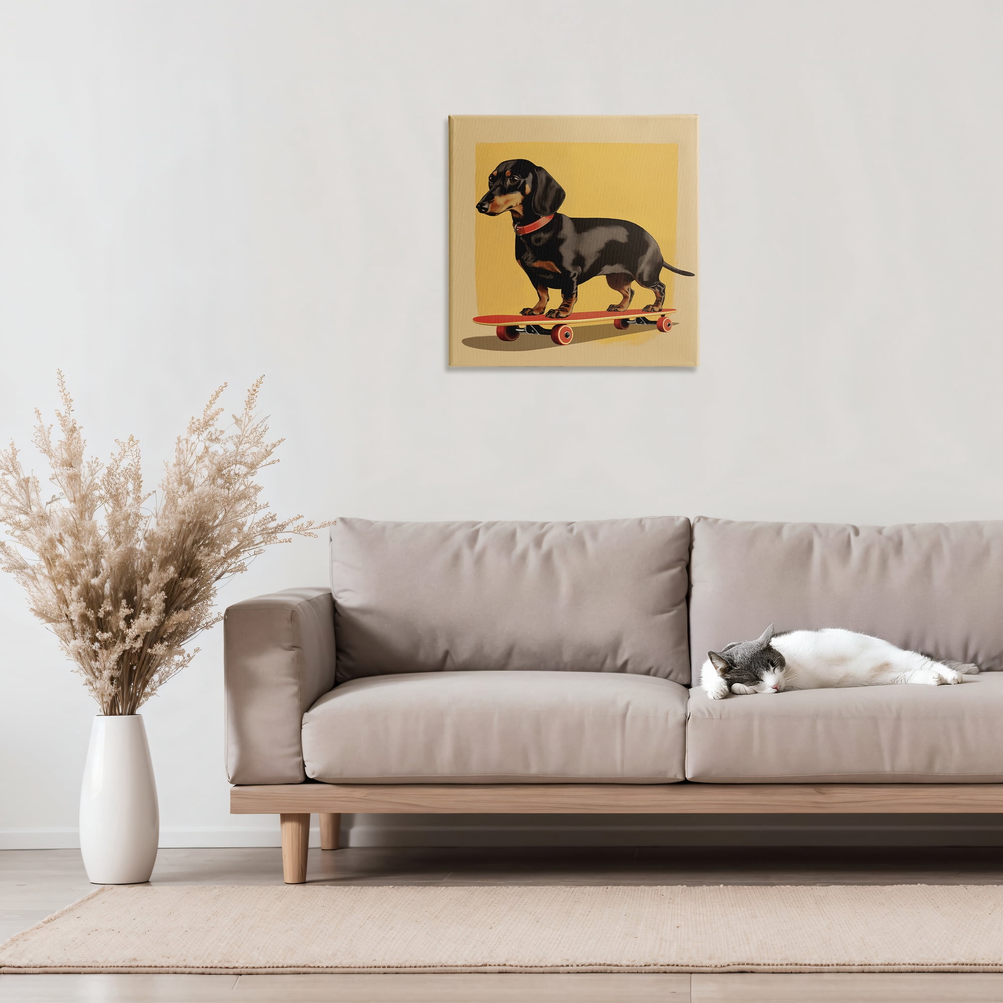 Stupell Industries Dachshund on Red Skateboard Canvas Wall Art, design by Andreas Magnusson
