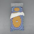 thumbnail image 2 of Vintage Duvet Cover Set, Third Eye Inside Hypnotic Spiral Circles Trippy Lines Mystic Hippie Boho, Bedding Set with Shams and Fitted Sheet, 3 Sizes, by Ambesonne, 2 of 3