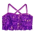 thumbnail image 3 of Sholeno Children Girls Sparkly Jazz Hip Hop Dance Clothes Crop Top Camisole Tutu Skirt Cheerleading Uniforms Purple 6, 3 of 7