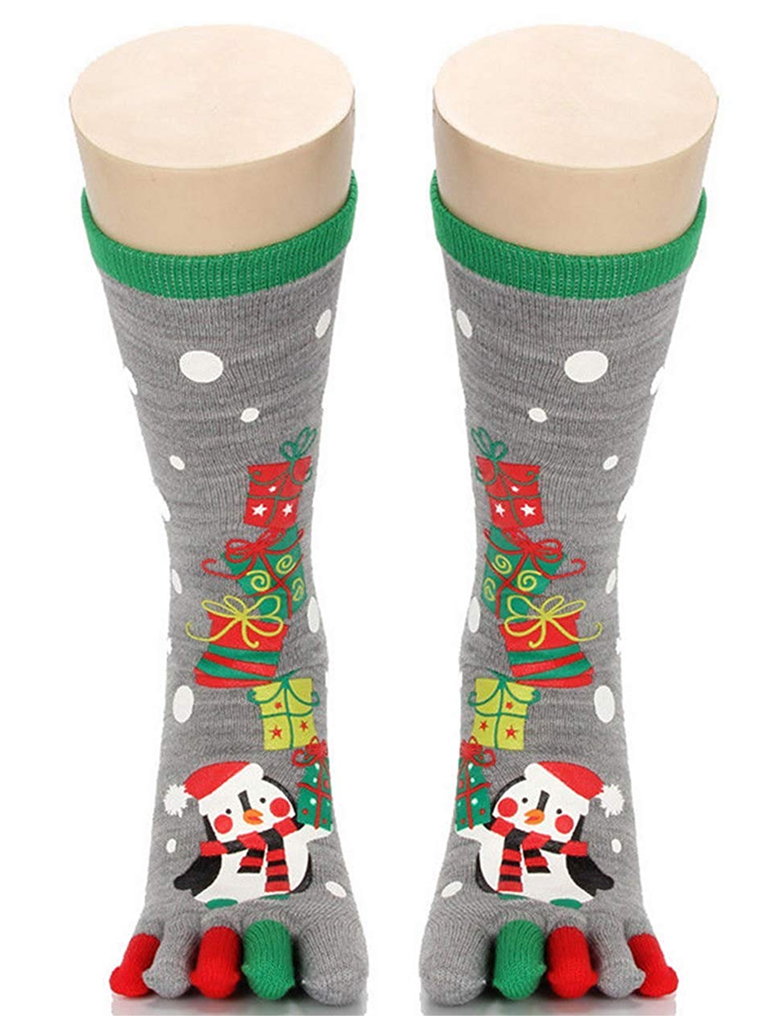 Womens Christmas Toe Socks Unisex Xmas Festive Printed Warm Thigh Knee