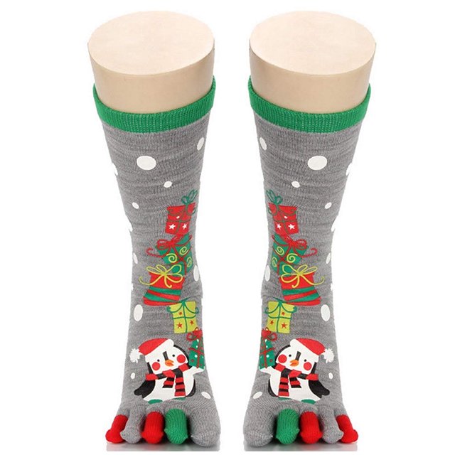 Womens Christmas Toe Socks Unisex Xmas Festive Printed Warm Thigh Knee