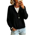 thumbnail image 2 of Women Loose Fit Shawl Collar Cable Knit Cardigan Button Front Long Sleeve Casual Knit Outerwear, S, 2 of 4