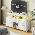 thumbnail image 3 of LGOOD TV Stand Dresser with LED Lights & Power Outlets, Entertainment Center for 50" Inch TV, 5 Drawers TV Stand for Bedroom Dresser with Shelves for Living Room, Sturdy Metal Frame-White, 3 of 10