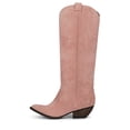thumbnail image 1 of Jeffrey Campbell Calvera Pink Suede Pointed Western Angled Heel Knee High Boot (Pink Suede, 9.5), 1 of 4