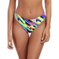 thumbnail image 2 of Ocean Blues Women's Cheeky High Cut Bikini Bottom Sexy High Leg Mid Rise Bathing Suit Striped Print Swim Bottom, 2 of 6