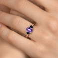 thumbnail image 4 of Gem Stone King 1.64 Ct Oval Checkerboard Purple Amethyst Black Onyx 18K Rose Gold Plated Silver Ring, 4 of 6