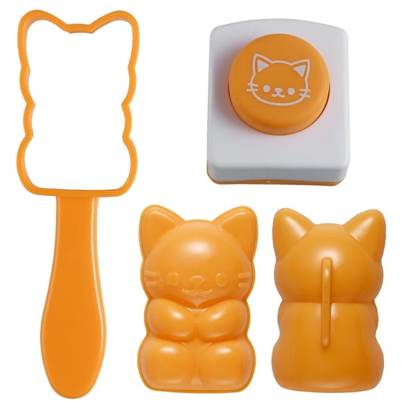 Molde de arroz en forma de gato Molde Onigiri Molde de sushi Molde con relieve de algas tostadas Juego de utensilios de cocina DIY
