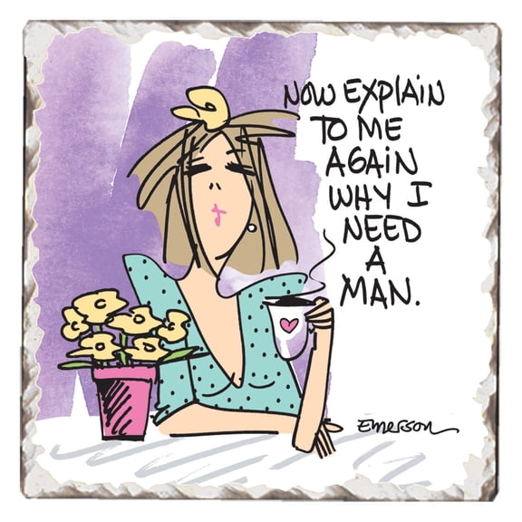 Thirstystone Why I Need a Man Single Tumbled Tile Coaster Create Your Own Set