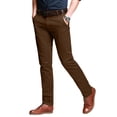 thumbnail image 1 of Pantalones a juego para hombre, ajustados, con parte delantera plana, casual, marrón 42, 1 of 5