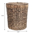 thumbnail image 4 of happimess Nora Coastal Bohemian Handwoven Water Hyacinth 5.7-Gallon Tapered Round Wicker Waste Basket with Lid, Brown (Set of 2), 4 of 6