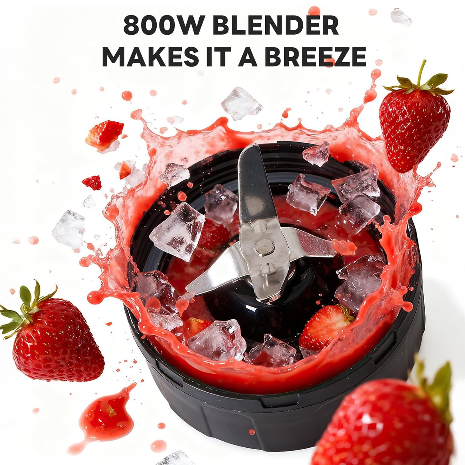 Casabay Countertop Blender Smoothie Blender with Portable Travel Cups, 800W Personal Blender with Removable Blade & BPA-Free for Juice, Smoothies, Mikeshakes, Ice Crushing, Silver