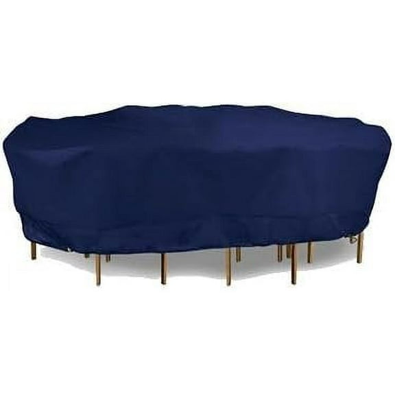 Eevelle Meridian Patio Oval Table Set Cover with Marine Grade Fabric - Outdoor Table Cover - Furniture Set Covers for Dining Table - Easy to Install - 25.5"H x 108"L x 82"W, Navy