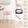 thumbnail image 3 of Dycanpo 19” Faux Leather Vanity Stool Modern Chair with Metal Leg, for Makeup Room, Pink, 3 of 7