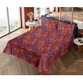 thumbnail image 4 of Ambesonne Floral Fitted & Flat Sheet with Shams 4 Pcs Set, Blooming Marigolds Vintage, Queen, Dark Orange and Hot Pink, 4 of 5