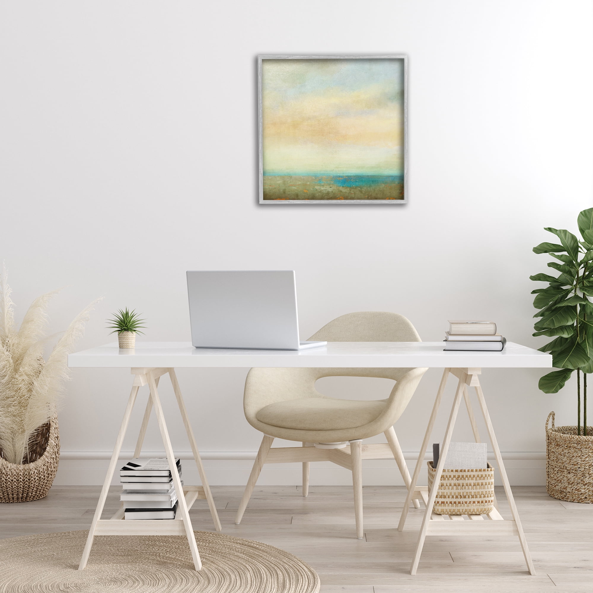 Stupell Industries Abstract Sunlit landscape Landscape Painting Gray Framed Art Print Wall Art, 24 x 24