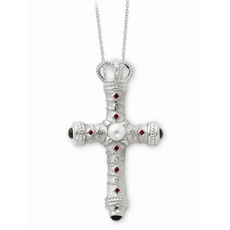- 925 Sterling Silver Black Onyx Red Ruby Topaz Power Of The Cross Religious 18 Inch Chain Necklace Pendant Charm Crucifix Fine Jewelry Ideal Gifts For Women Gift Set From Heart