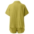 thumbnail image 4 of Ensemble de Shorts pour Femmes Mode Décontractée Manches Courtes Boutonné Tenue Confortable Polyvalente Printemps Été pour Usage Quotidien, 4 of 4
