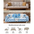thumbnail image 3 of Blue Flower Plaid Sofa Couch Covers for 3 Cushion Couch,Washable L Shape Sectional Sofa Covers for Loverseat,Spring Summer Floral Lattice Pastoral Country Slipcover Throw Blanket Futon Cover 71x134, 3 of 8